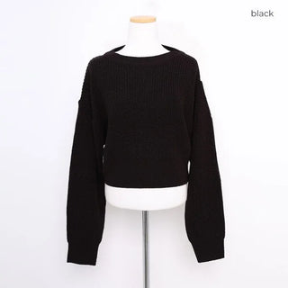 Asymmetrical Slit Shoulder Knit