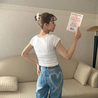 Round cropped T-shirt
