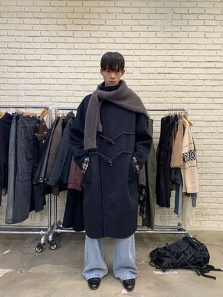 NEVERSEEZ Handmade Wool Blend Duffle Coat