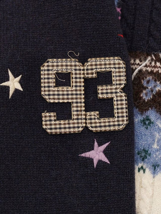 [Moromoro] Multi Pattern Patchwork Knit Set