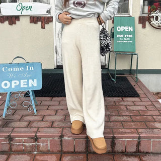 Knit wide-leg pants