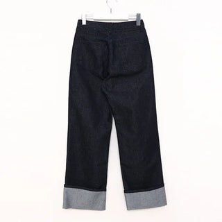 Roll-up low-rise denim pants
