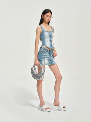 Knight Motif Denim Corset