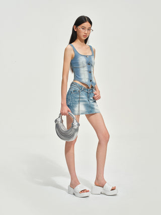 Mineral Blue Equestrian Denim Skirt