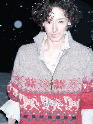 MASONPRINCE Fair Isle High-Neck Half-Zip Sweater