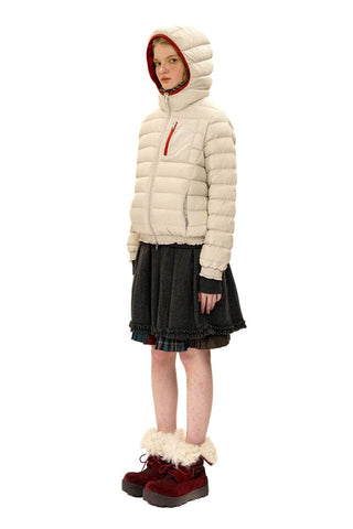 [Moromoro2] Lace Trim Hooded Down Jacket /  Vest