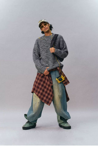 [Monterest] Multicolor Yarn Blend Crewneck Sweater