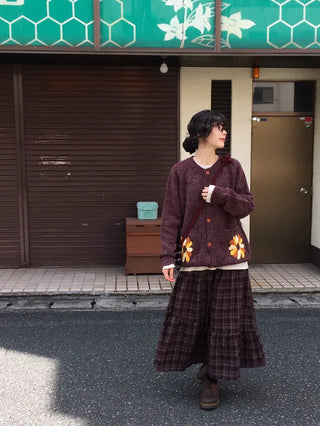 Elastic waist check skirt