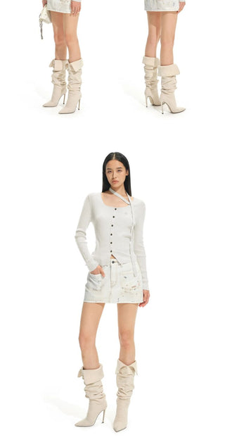 [NOTAWEAR] Wool Blend Ribbed Slim Fit  Cardigan