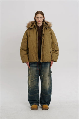 [MASONPRINCE] Fur-Collar Padded Parka Jacket