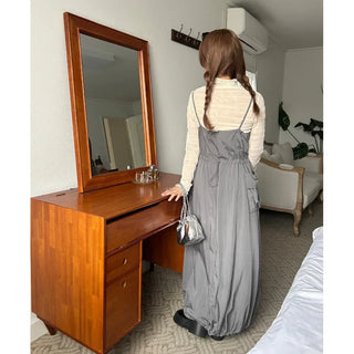 Shirred Long Camisole Dress