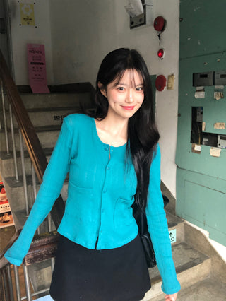 Perforated Cotton Cardigan