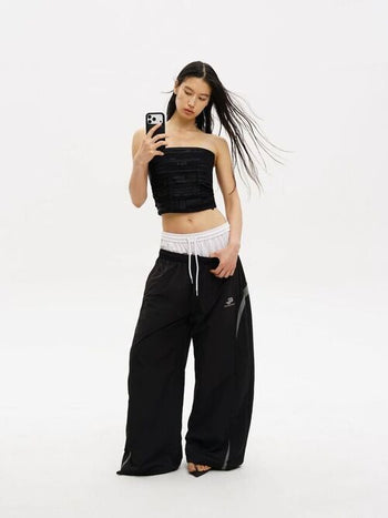 [MASONPRINCE] Deconstructed Wide Leg Track Pants
