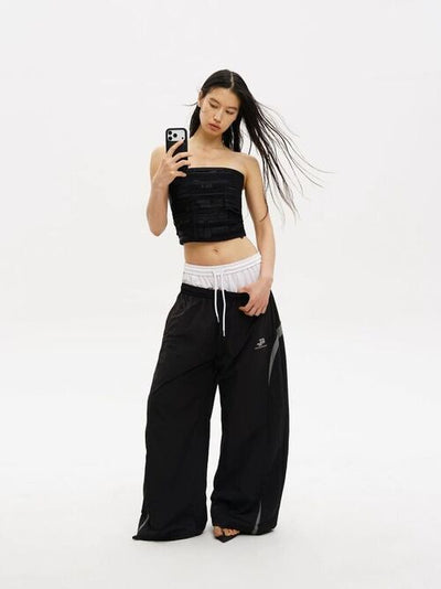 [MASONPRINCE] Deconstructed Wide Leg Track Pants