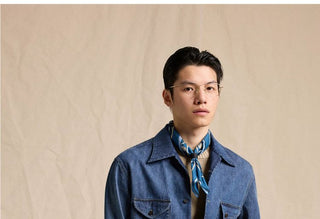 [CULTUM] Washed Gradient Cuban Collar Denim Shirt