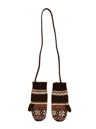 [Moromoro2] Fair Isle Knit Mittens with  Strap