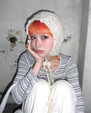 Flower Crochet Begin Knit Hat