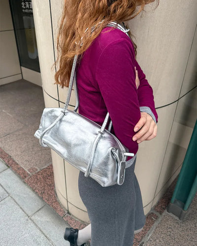 Simple faux leather shoulder bag