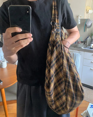 Checkered cloth big bag