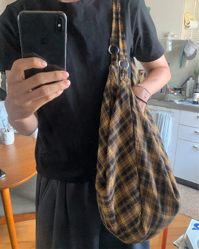 Checkered cloth big bag