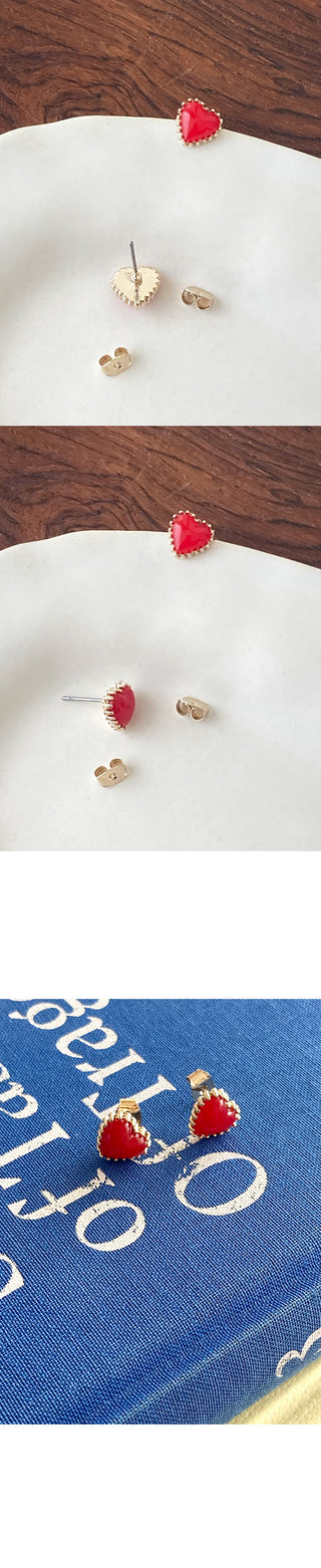 Red heart earrings