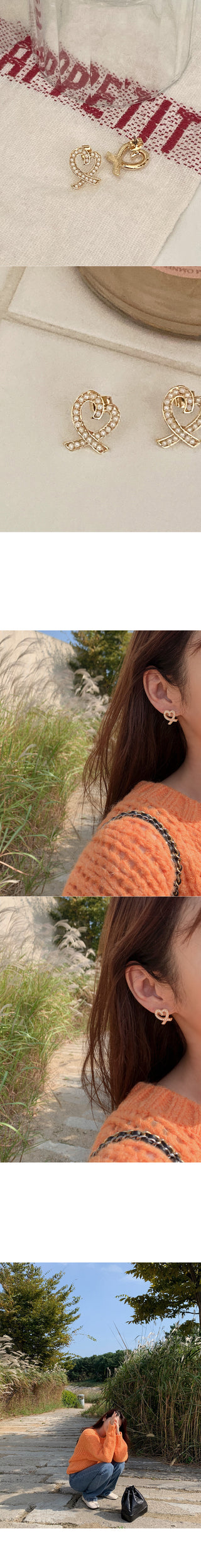 Heart design gold earrings