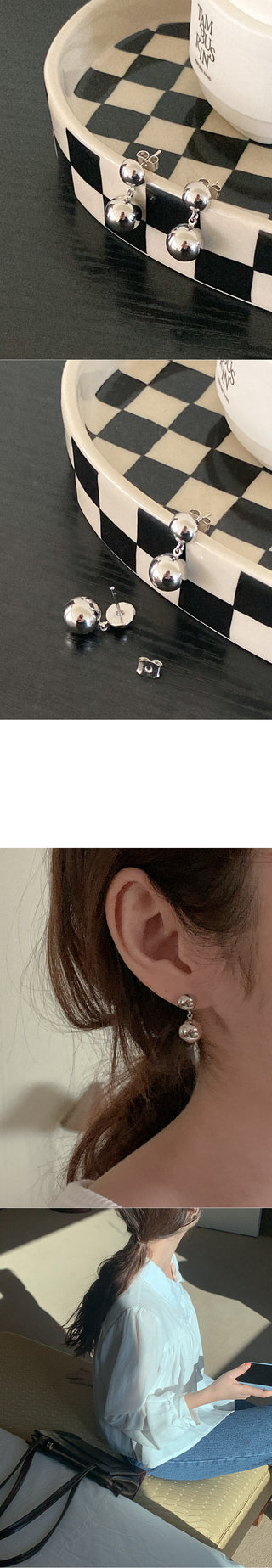 Silver round earrings