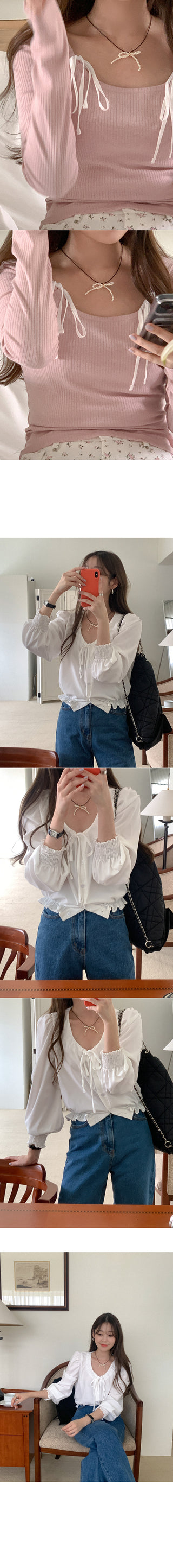 Pearl ribbon necklace