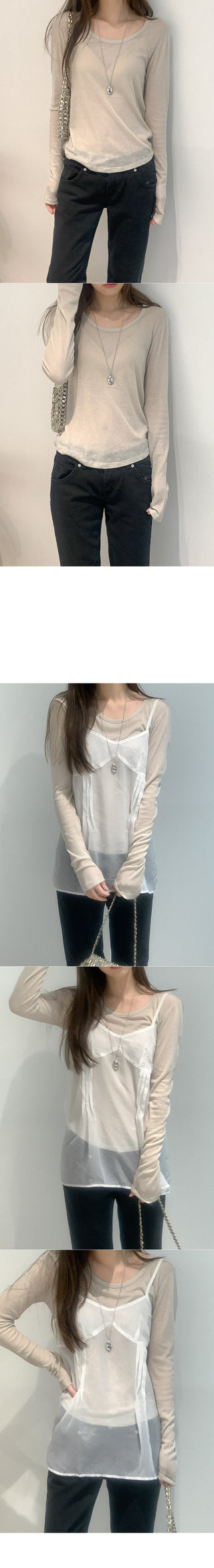 Silver long necklace