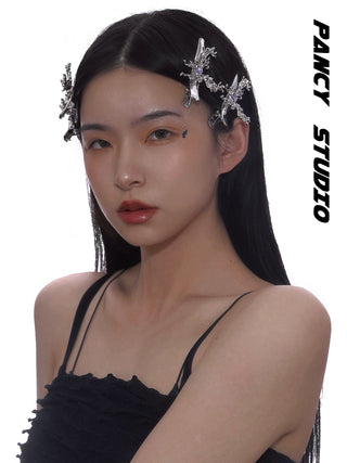 DIAMOND-EMBEDDED BUTTERFLY CLIP