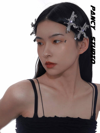 DIAMOND-EMBEDDED BUTTERFLY CLIP