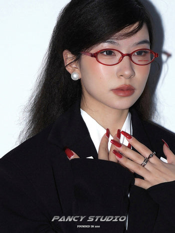 Y2K OVAL GRADIENT PLAIN GLASSES