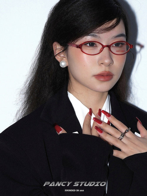 Y2K OVAL GRADIENT PLAIN GLASSES