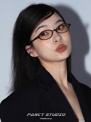Y2K OVAL GRADIENT PLAIN GLASSES