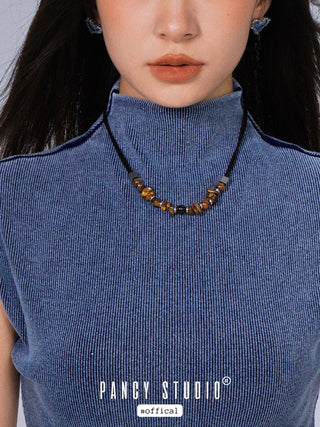 NATURAL STONE BEADED NECKLACE