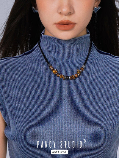 NATURAL STONE BEADED NECKLACE