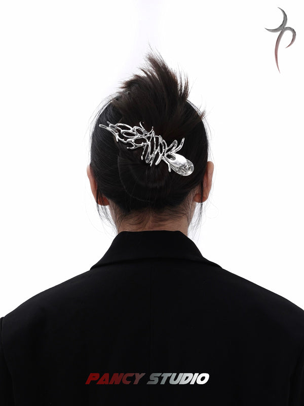 Y2K CHROME HAIR CLIP