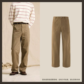 [CULTUM] Washed Cotton High Waist Deck Pants