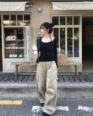 [2-way] Carpenter Tucked Wide Pants