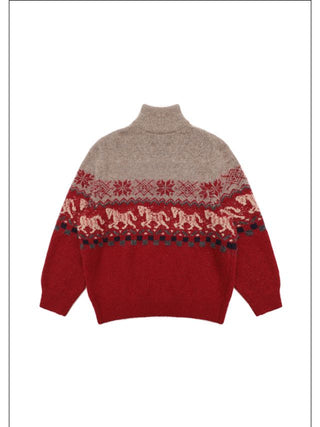MASONPRINCE Fair Isle High-Neck Half-Zip Sweater