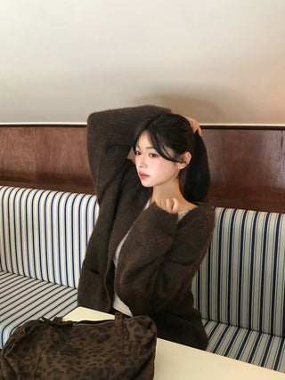 Angora V-neck cardigan