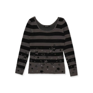 [Moromoro2] Star Striped Rhinestone Knit  Top