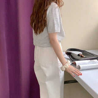 Cropped short-sleeved knit