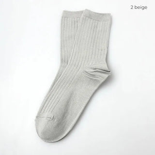 Cotton ribbed long socks