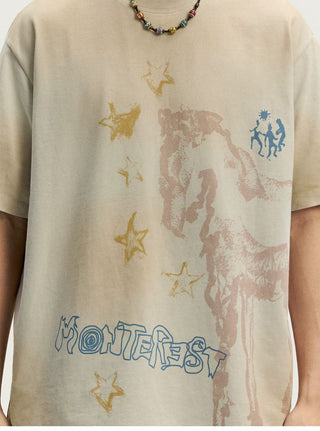 [Monterest] Washed Horse Sketch Print Tee