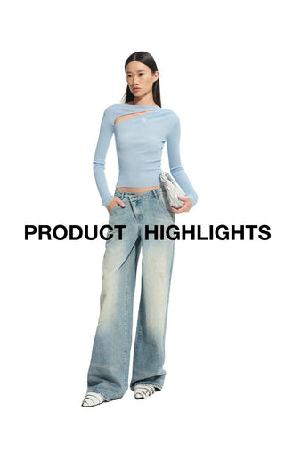 [NOTAWEAR] Cutout Slim Fit Long Sleeve Knit  Top