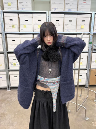 [NEVERSEEZ] Fair Isle Knit Halter Vest