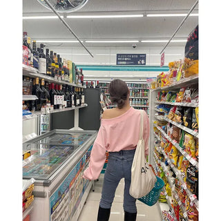 Off-shoulder cropped sweatshirt