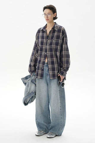 [MASONPRINCE] Lightweight Cotton Plaid Shirt