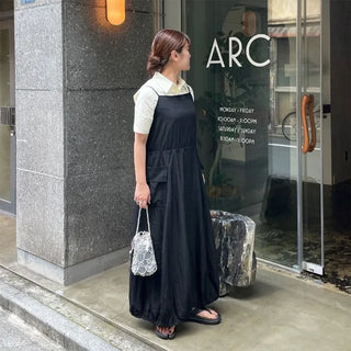 Nylon drawstring pocket camisole dress